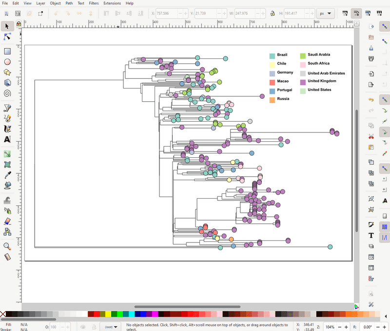 Stitching the two figures together in Inkscape